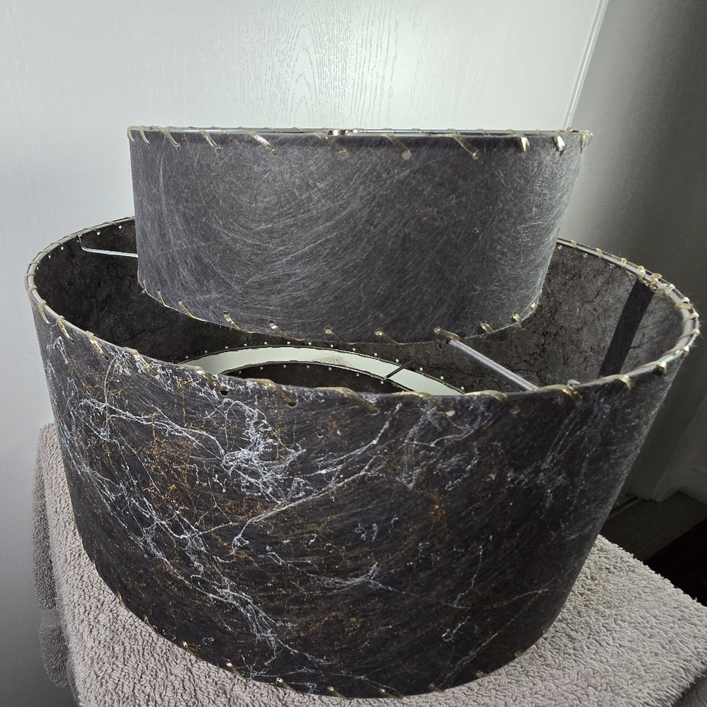 VINTAGE STYLE 3 TIERED DRUM LAMPSHADE - Picture 7 of 12